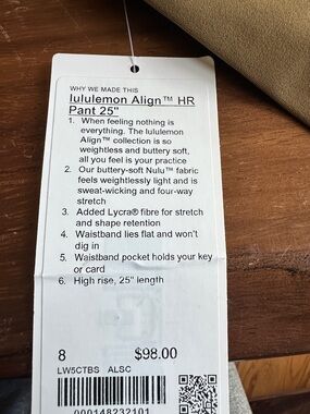 Lululemon Align HR Pant 25" - ALSC NWT SIZE 8